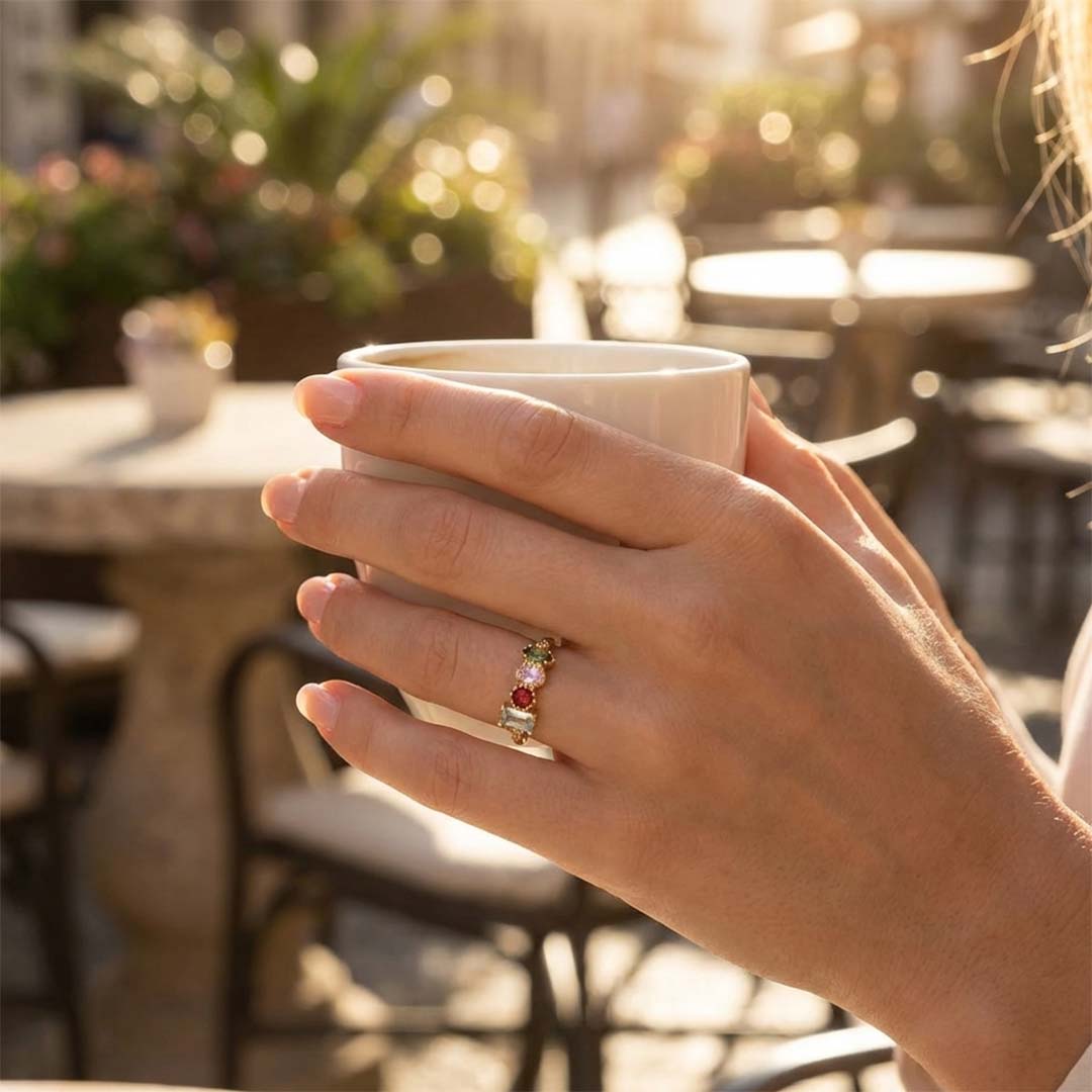 Irregular Birthstone Mother's Ring