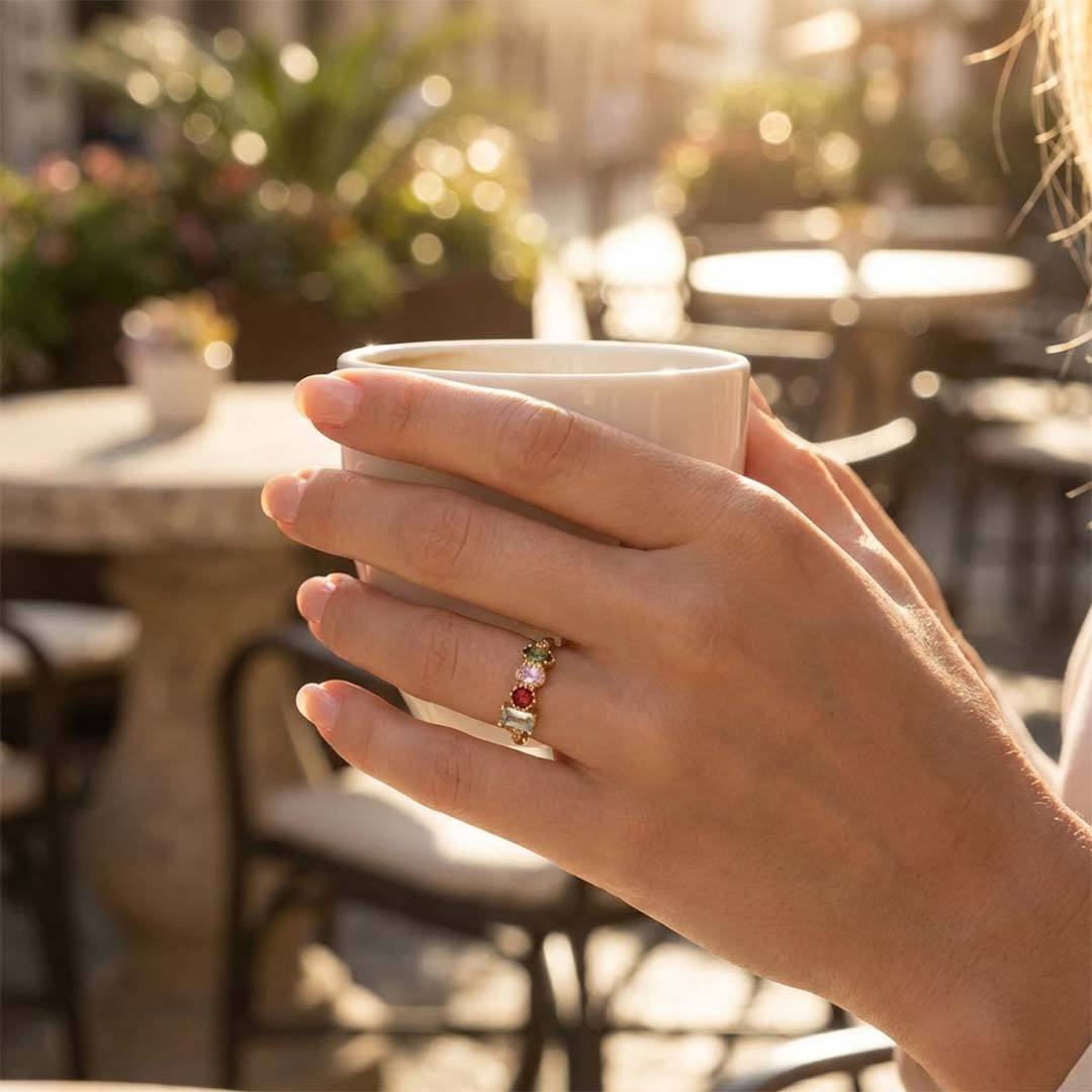 Irregular Birthstone Mother's Ring