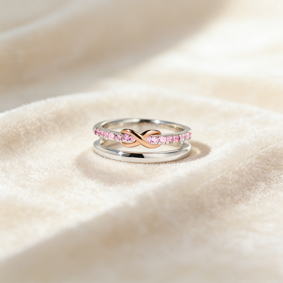Breast Cancer Awareness-Double Layer Pink Infinity Ring