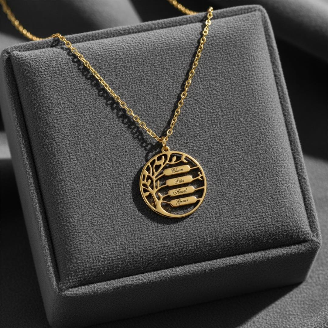 Tree of Life Horizontal Bar Name Custom Necklace