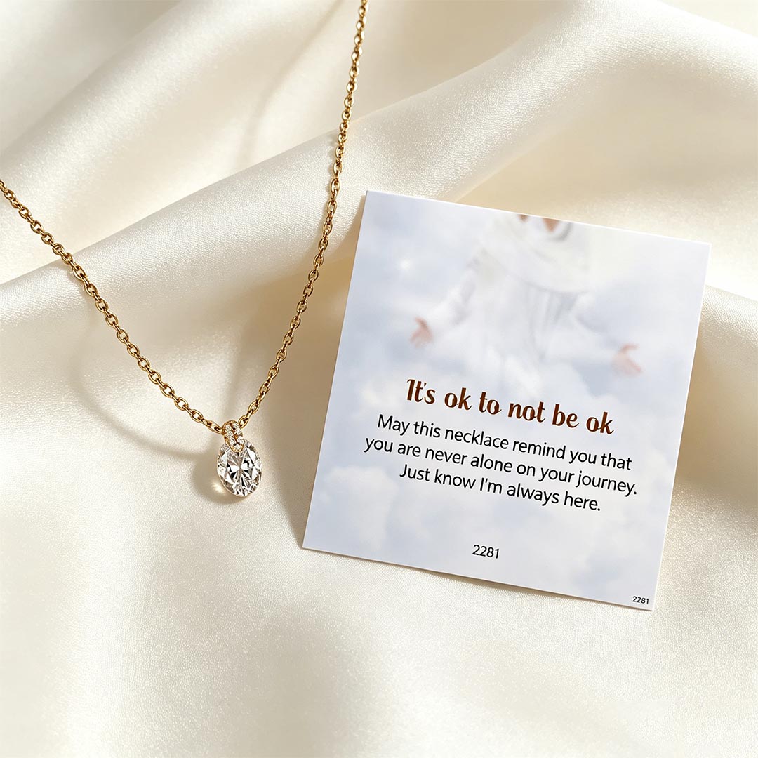 The "Never Alone" Oval Crystal Pendant Necklace