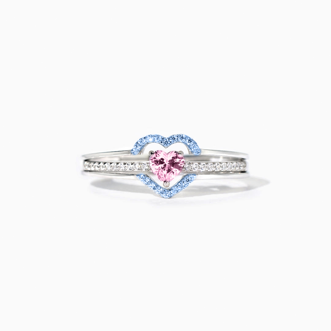 Mama of An Angel Pink & Blue Heart Stacked Ring