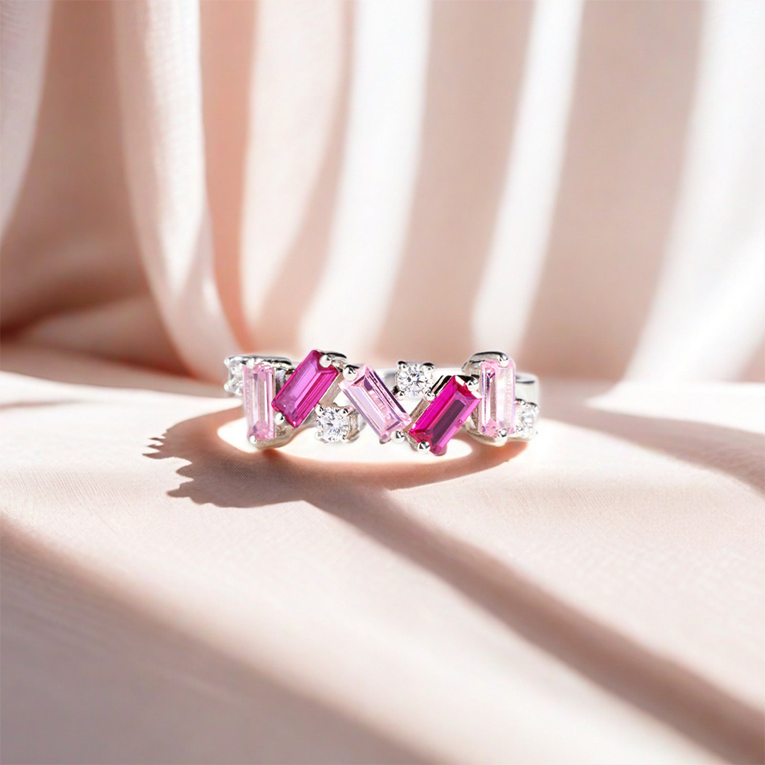 I Wear Pink For My Mother Sparkle Diamond Ring
