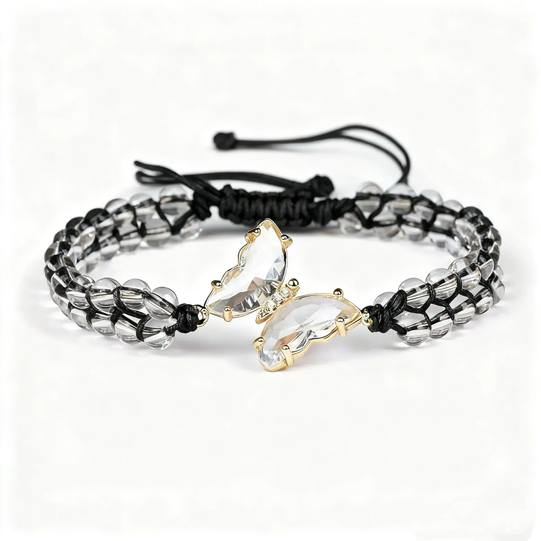 For Memory-Crystal Butterfly Woven Bracelet