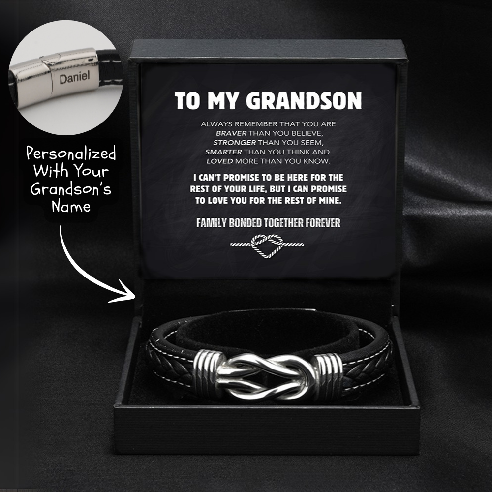 For Grandson - Grandmother and Grandson Forever Linked Together Black 