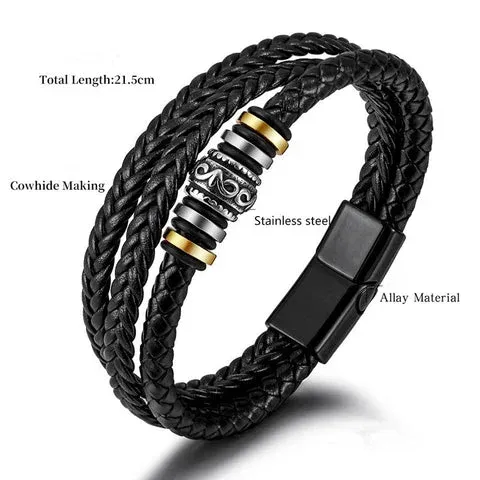 For Son - Vintage Beaded Leather Bracelet