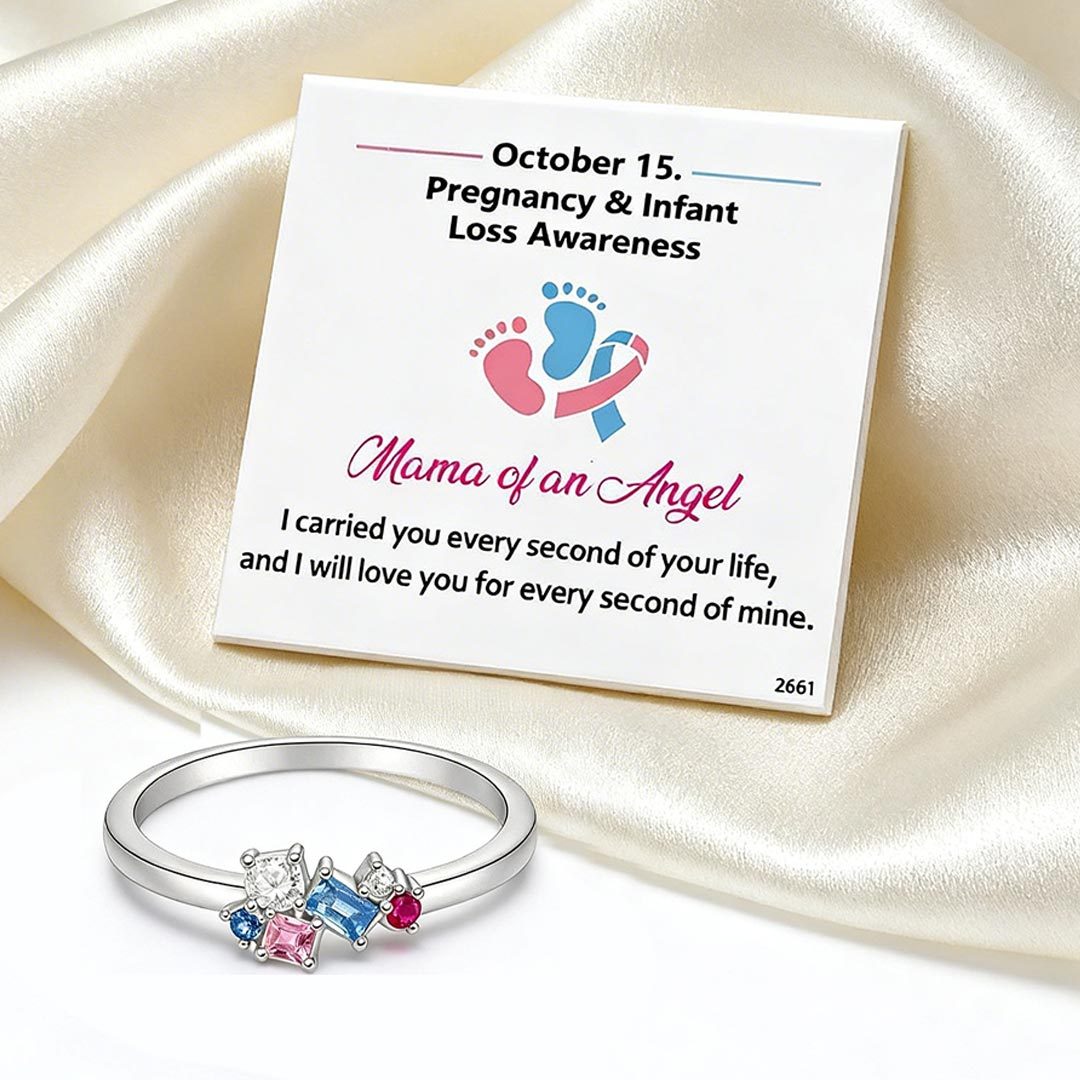 For Memory-Pink Blue Irregular Diamond Ring