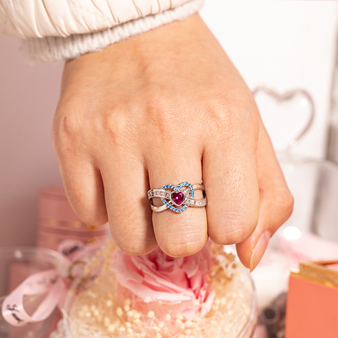 S925 Mother & Daughter Forever Linked Together Custom Infinite Love Ring