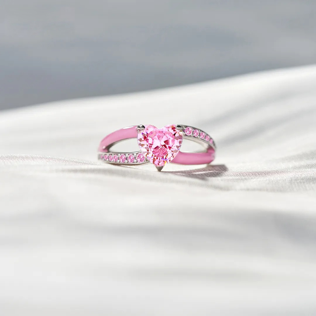 I Wear Pink For My Mother Pink Heart Ring
