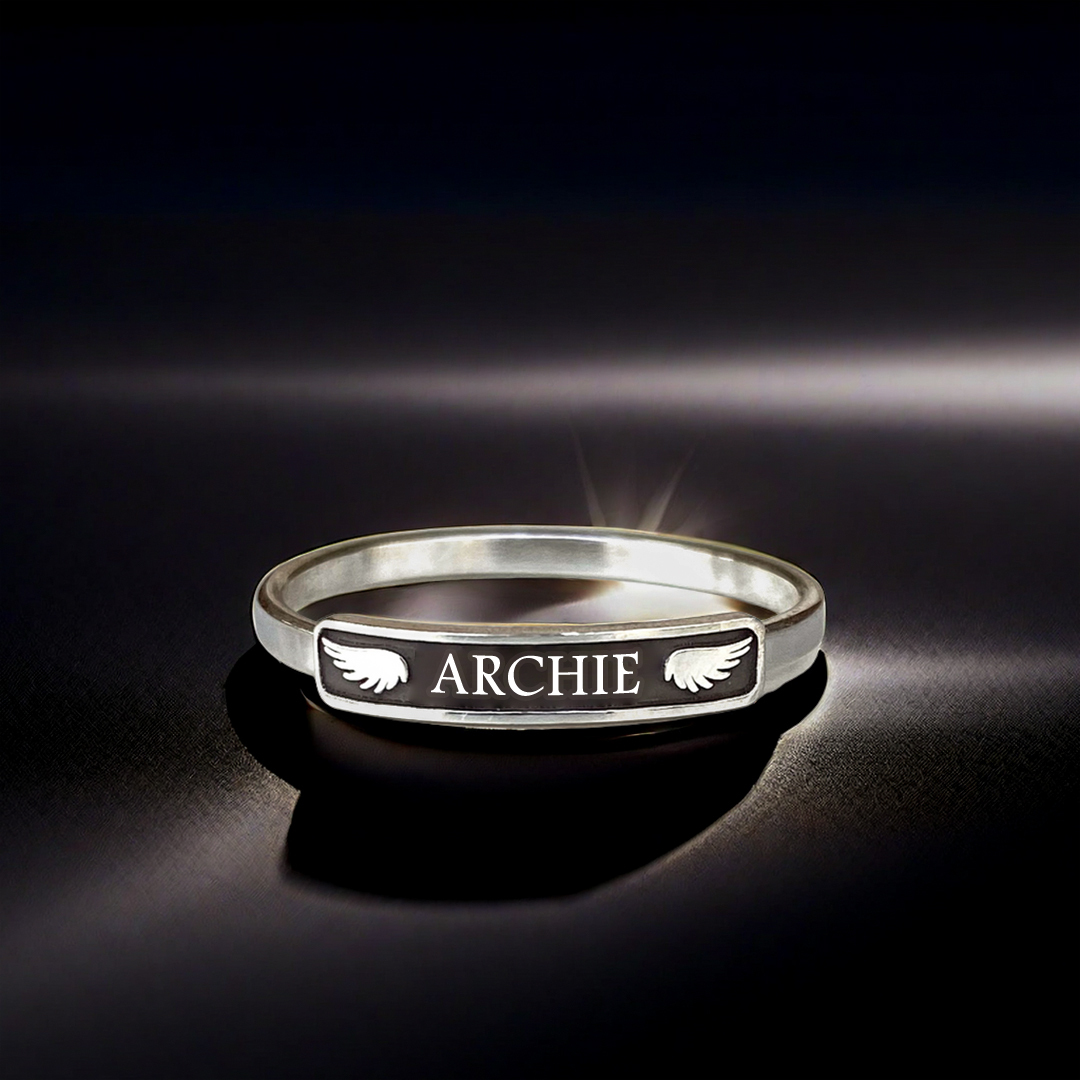 S925 I’M A Mother To A Son With Wings Custom Name Ring