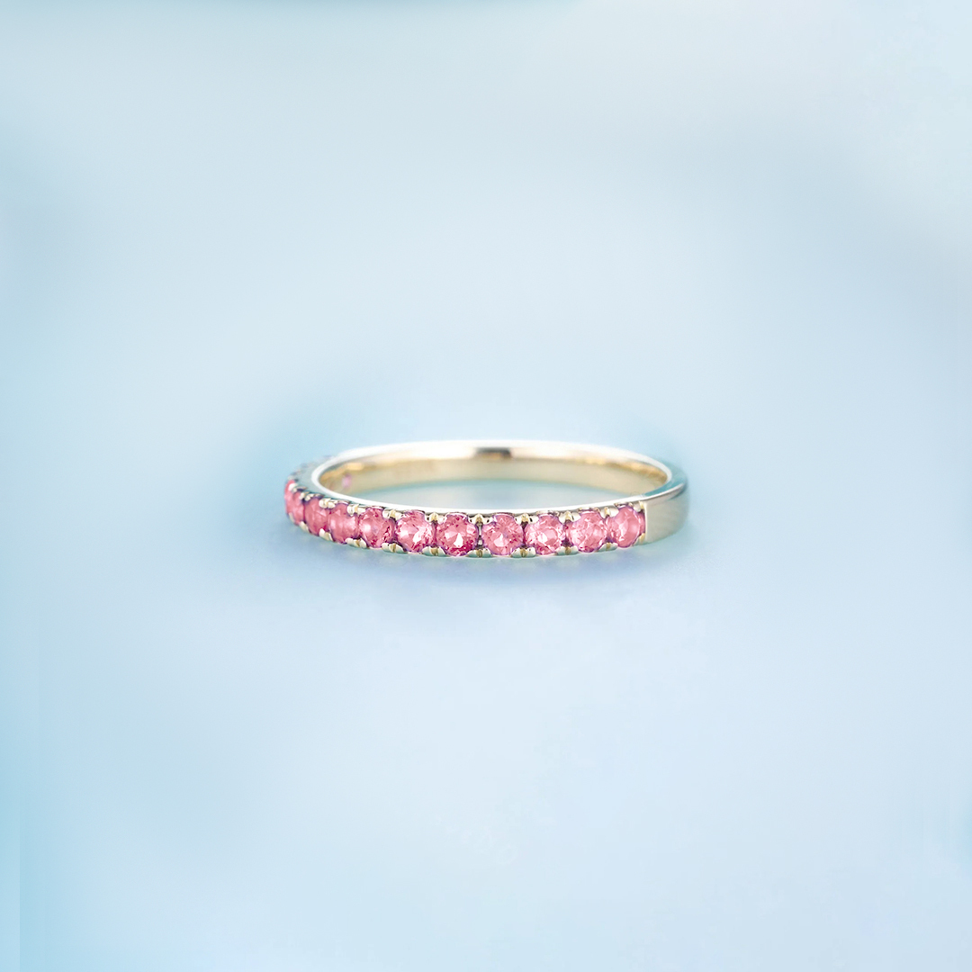 Breast Cancer Awareness Pink Half Eternity Ring