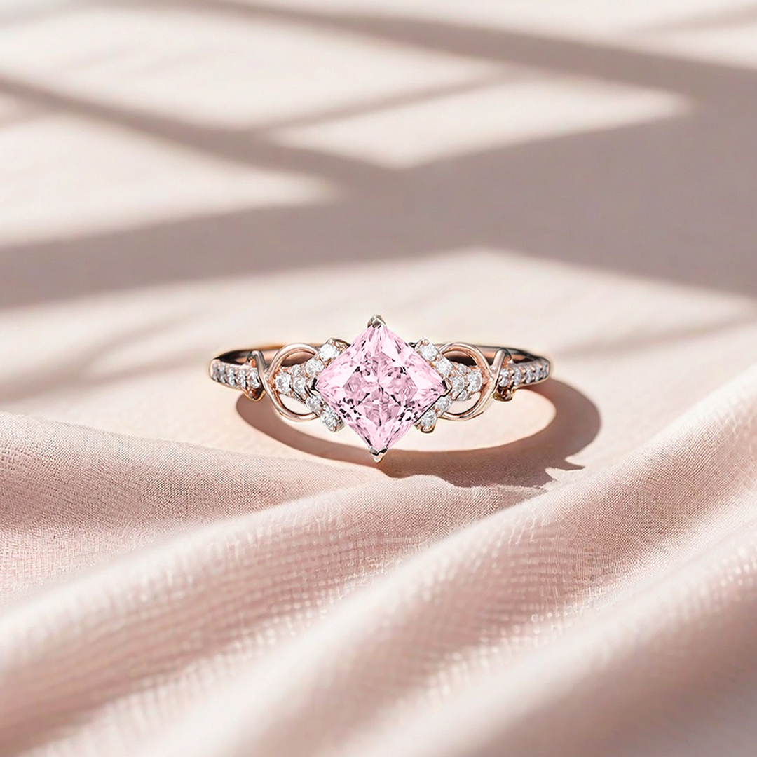 Breast Cancer Awareness- Cut Moissanite Ring