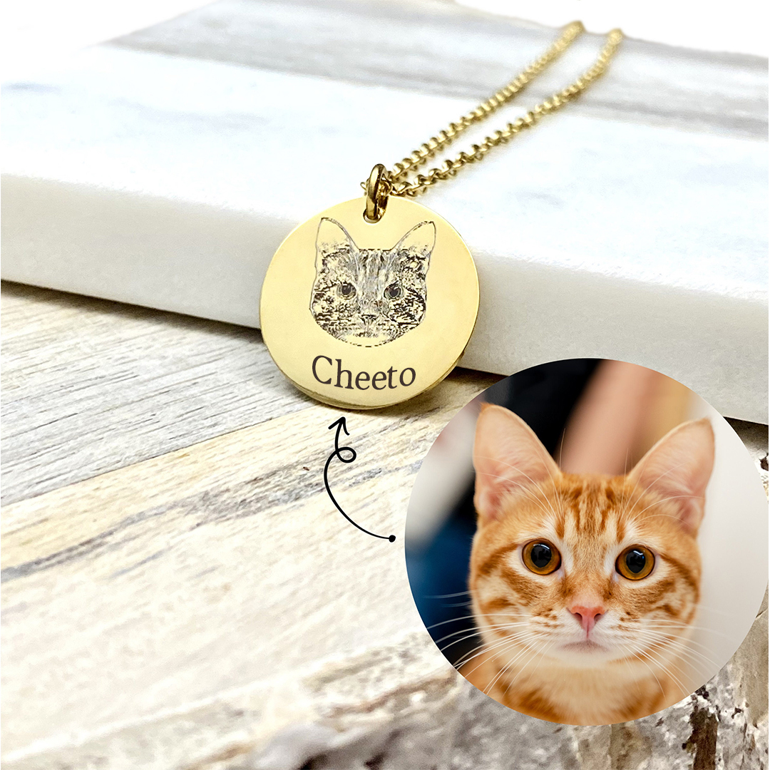 I crossed the rainbow bridge-Custom Pet Face and Name Portrait Necklace