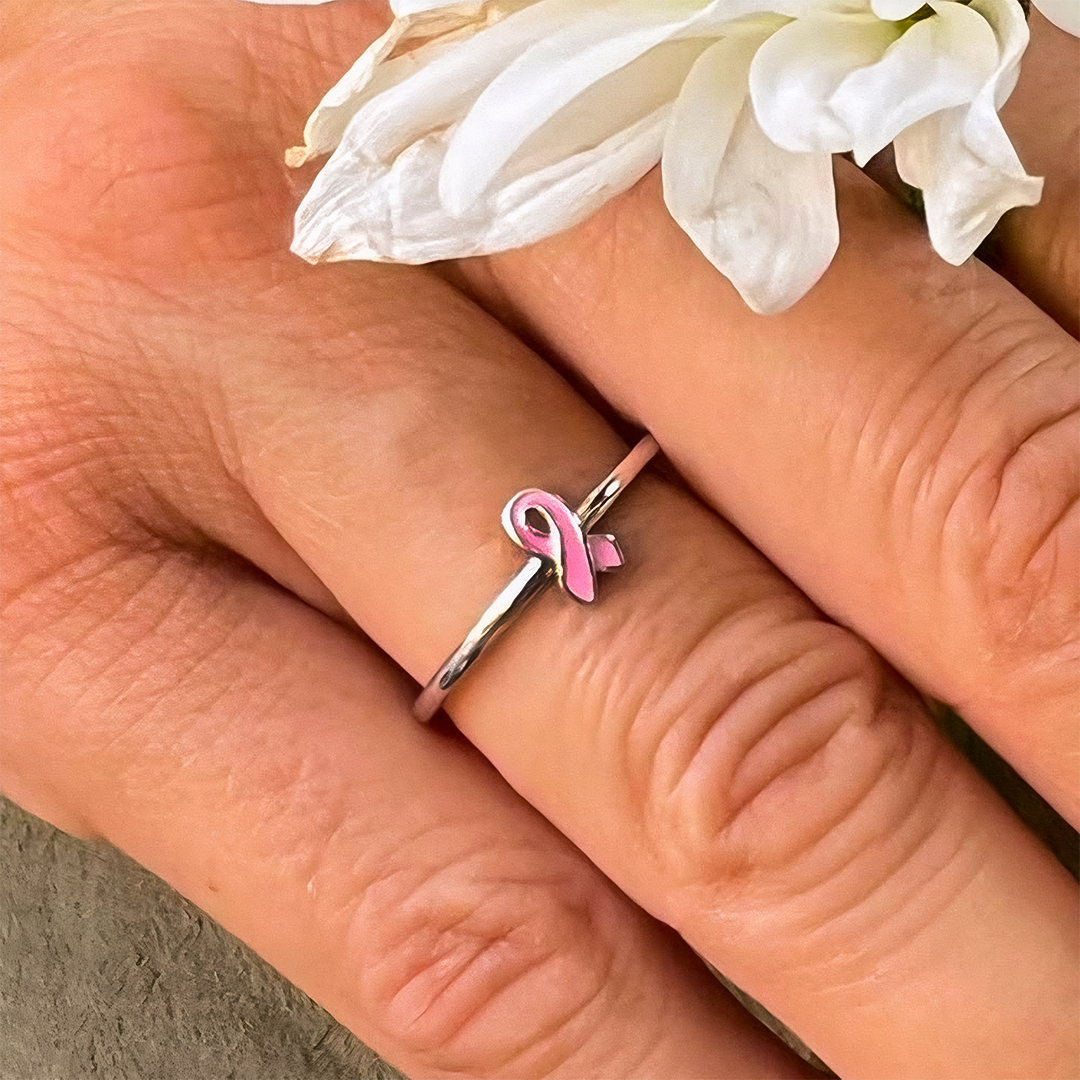 Breast Cancer Awareness- Pink ribbon thin Ring