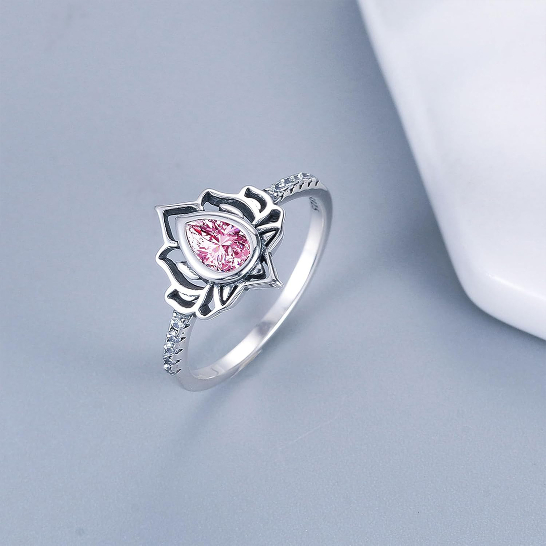 I Wear Pink For Myself To Defeat Breast Cancer pink Lotus Flower Rings