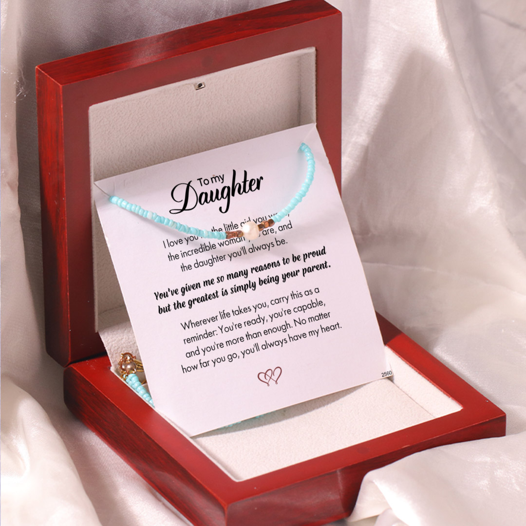 To my Daughter No matter how far you go, you'll always have my heart - pearl necklace