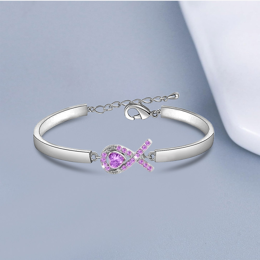 Alzheimer dementia awareness Purple Heart Ribbon Bracelet