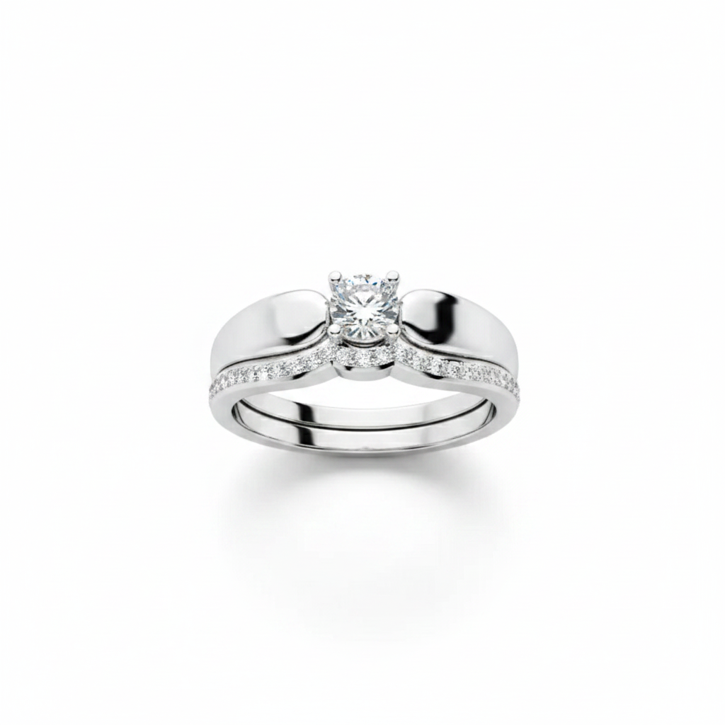 For Memorial - Until We Meet Again Single Diamond Wing-Stacking Ring