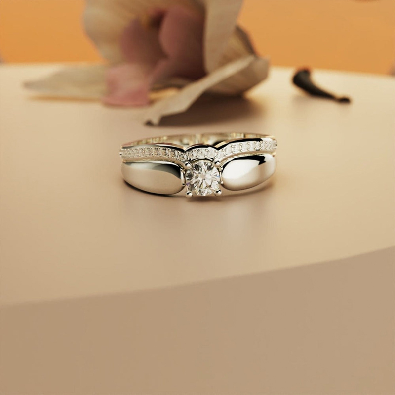 For Memorial - Until We Meet Again Single Diamond Wing-Stacking Ring