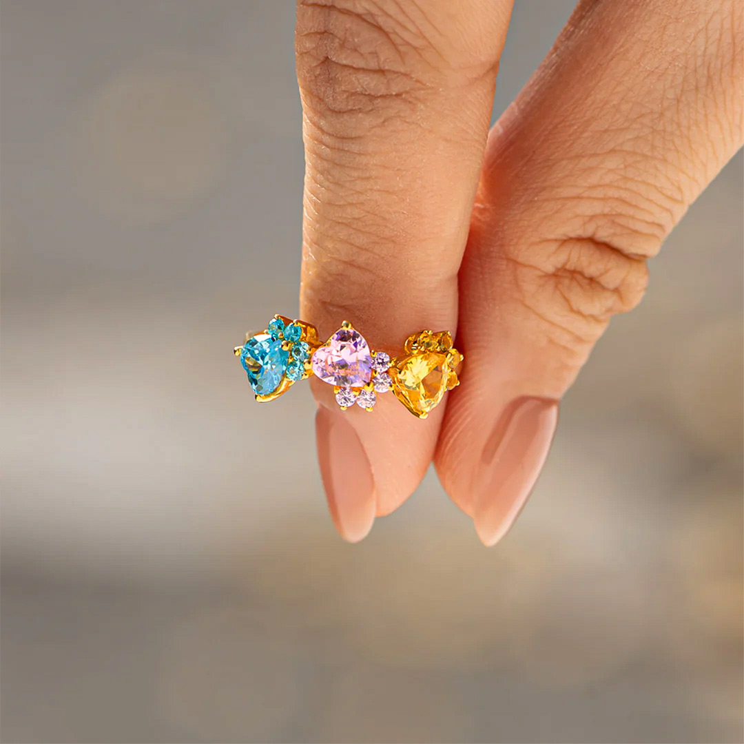 A girl and her dogs-The Dogmother Dog Paws 1-5 Birthstones Ring