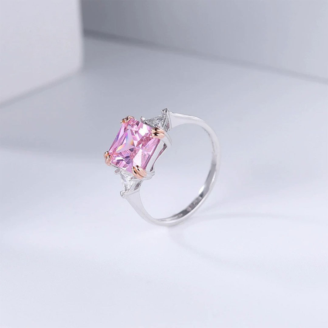 Breast Cancer Awareness-Square Pink Diamond Ring
