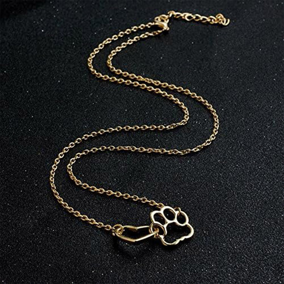 To My Furbaby in Heaven Paw Print Love Heart Necklace