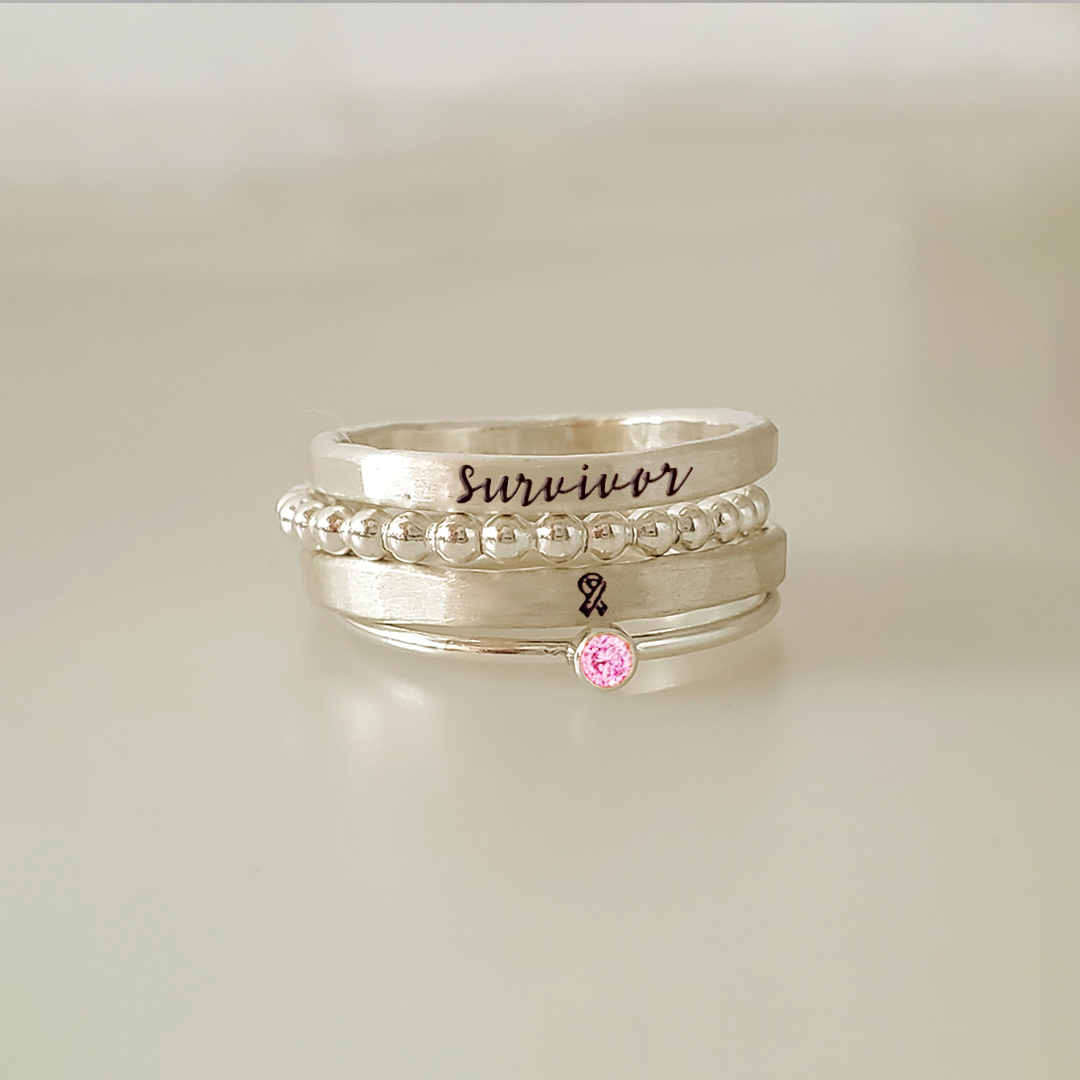 Breast Cancer Awareness-I Am Enough Four-layer stacking ring