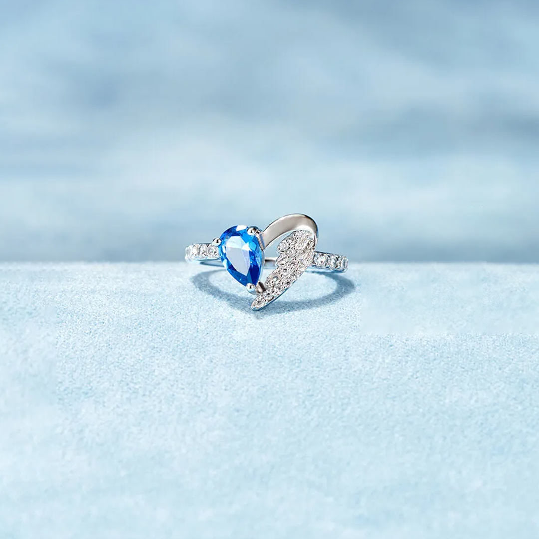 For Memorial - I am a mother to a son with wings Heart Wings Ring