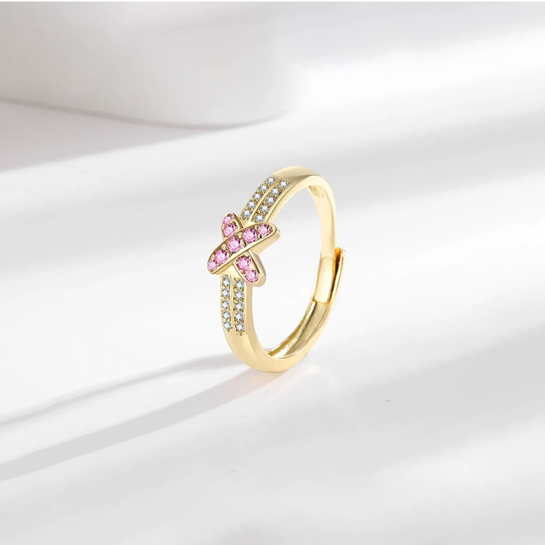 Breast Cancer Awareness-Pink Diamond Adjustable Ring