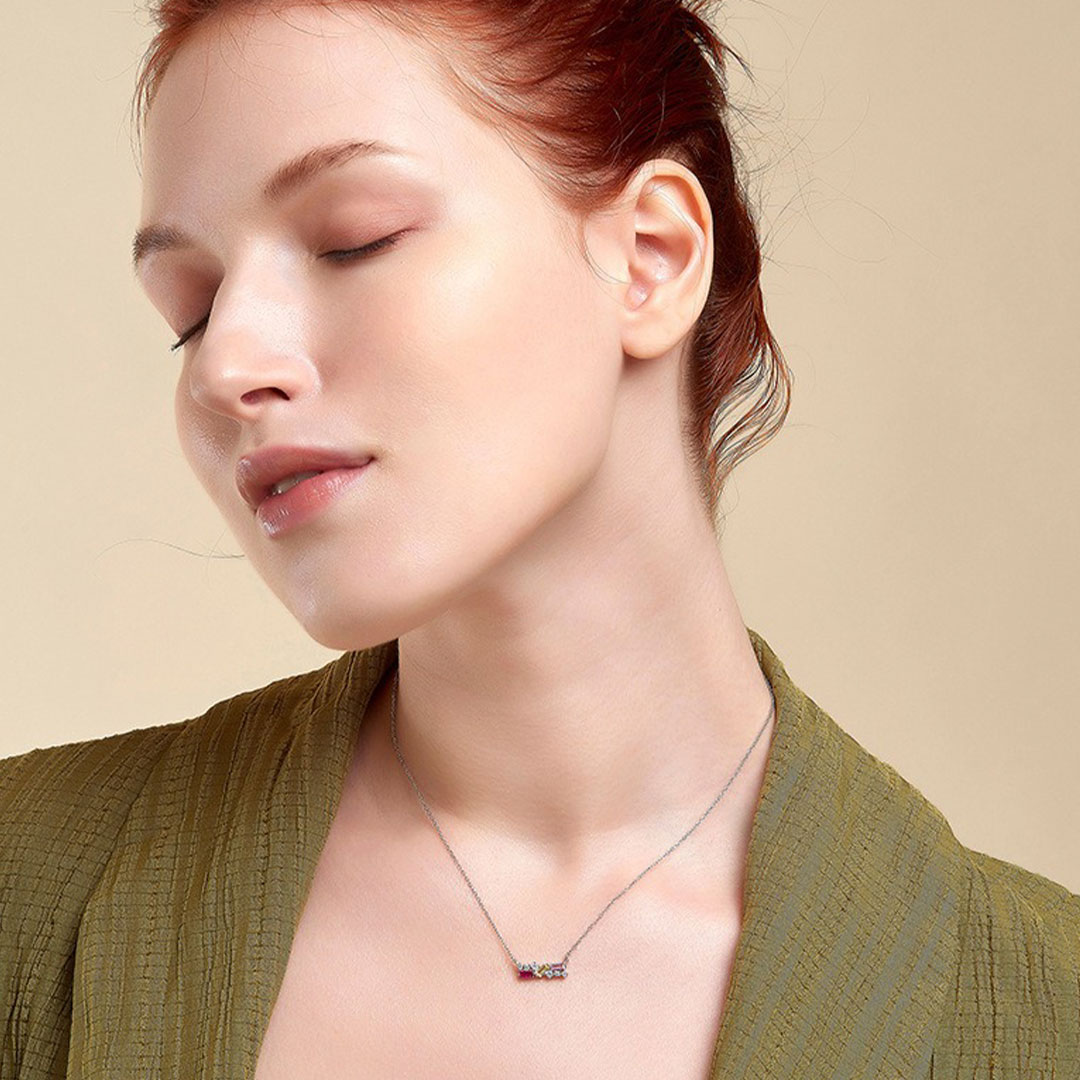 A self-reminder -Purple diamond necklace
