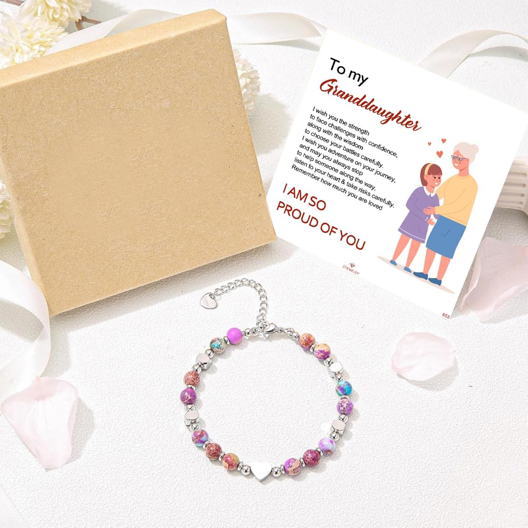 To My Granddaughter-I am so prond of you Heart Bracelet