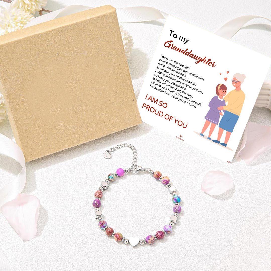 To My Granddaughter-I am so prond of you Heart Bracelet