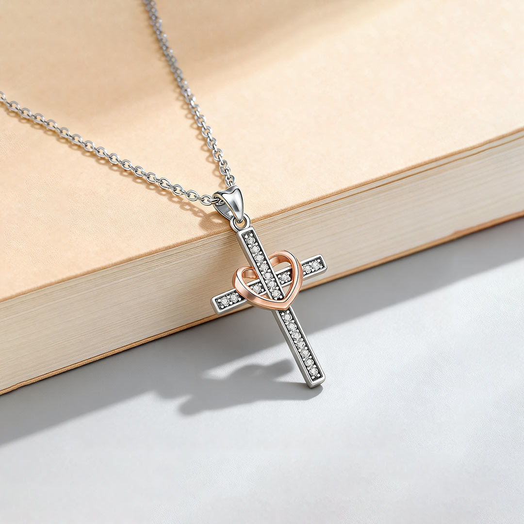 For Memorial-Missing You Always Cross Heart Necklace