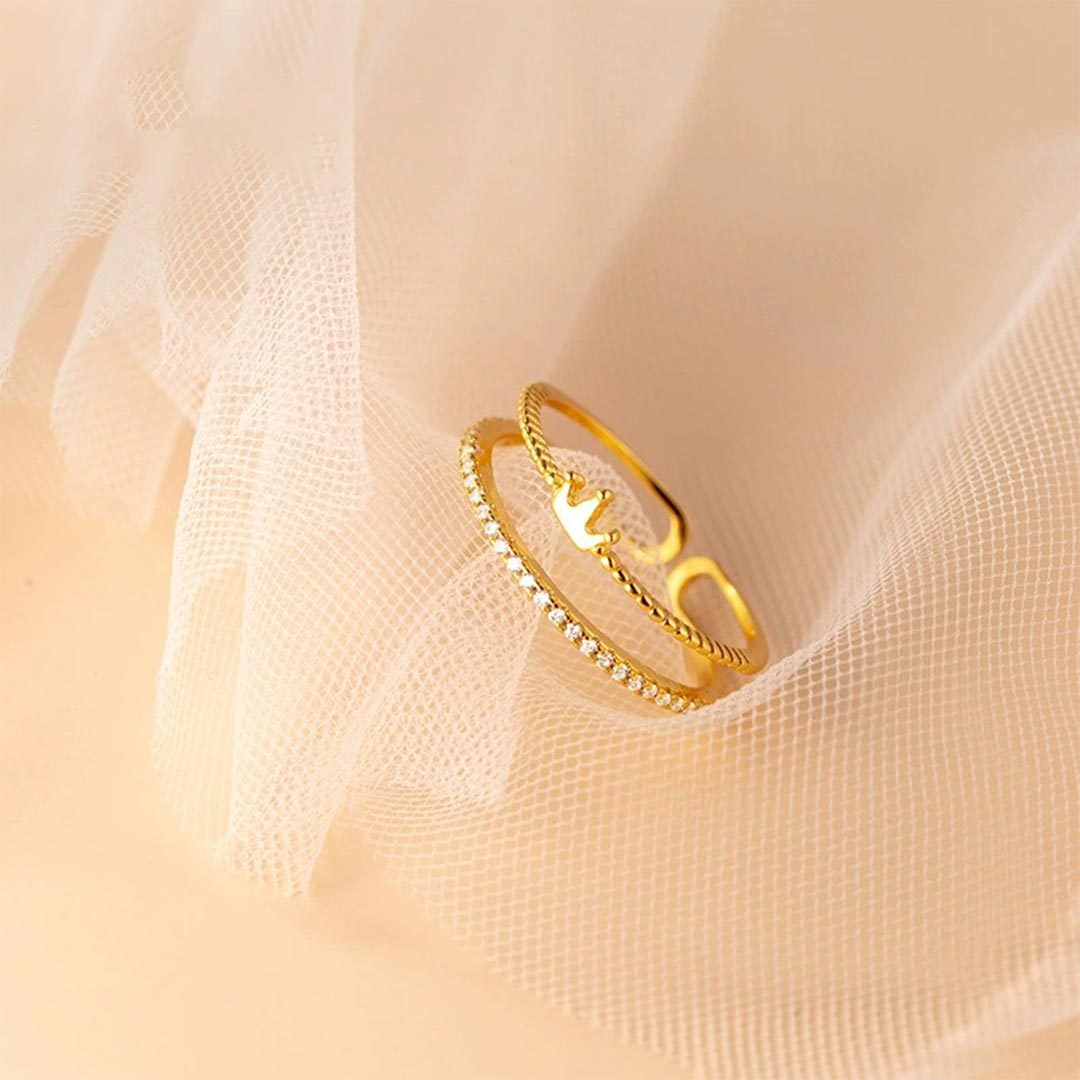To My Granddaughter-Double Open Crown Ring