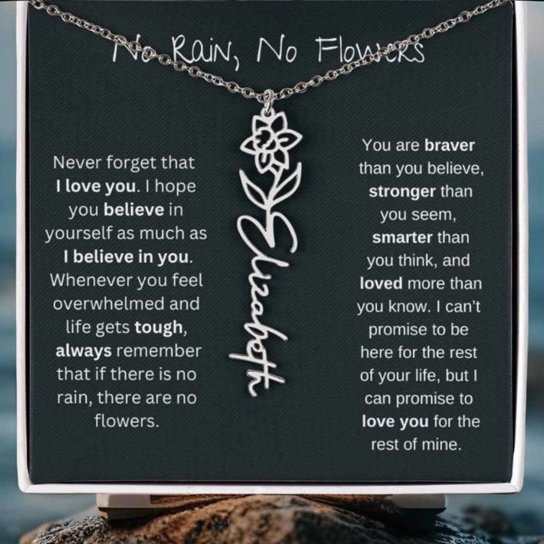 Build Your Own Bouquet Birthday Flower Name Custom Necklace