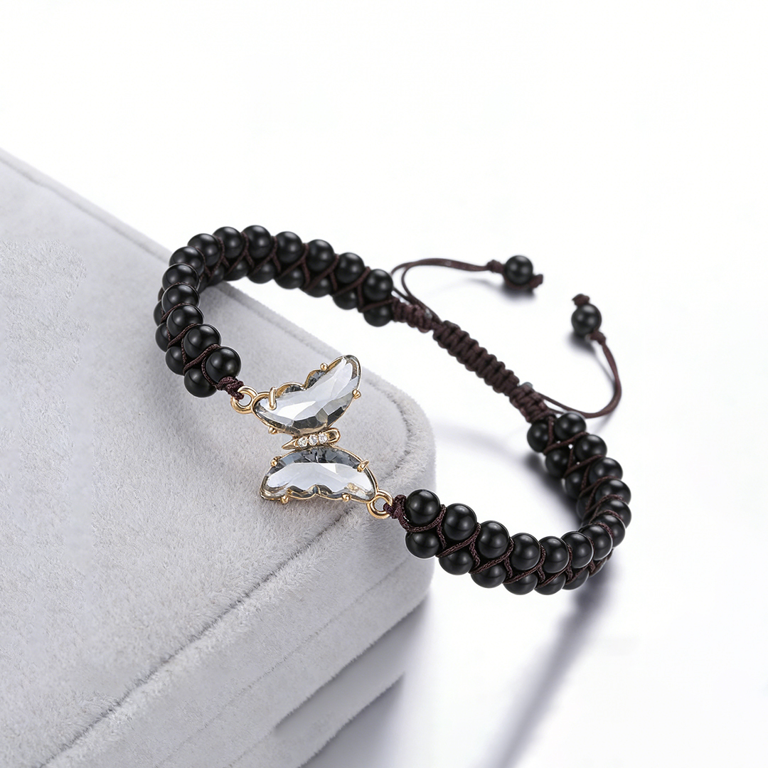 For Memory-Crystal Butterfly Woven Bracelet