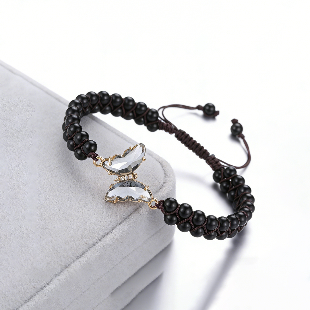 For Memory-Crystal Butterfly Woven Bracelet