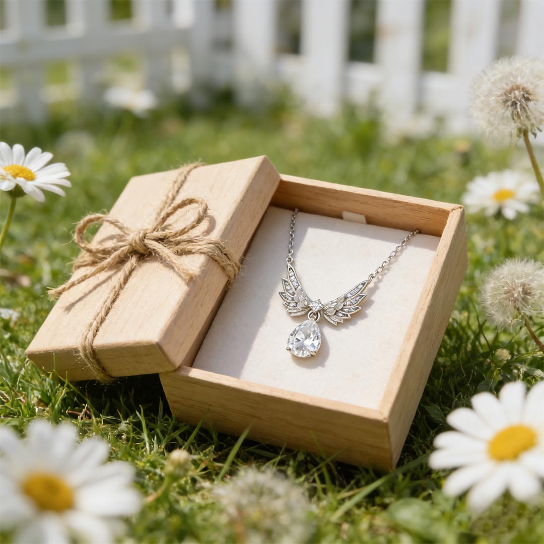 Winged Teardrop Birthstone Necklace