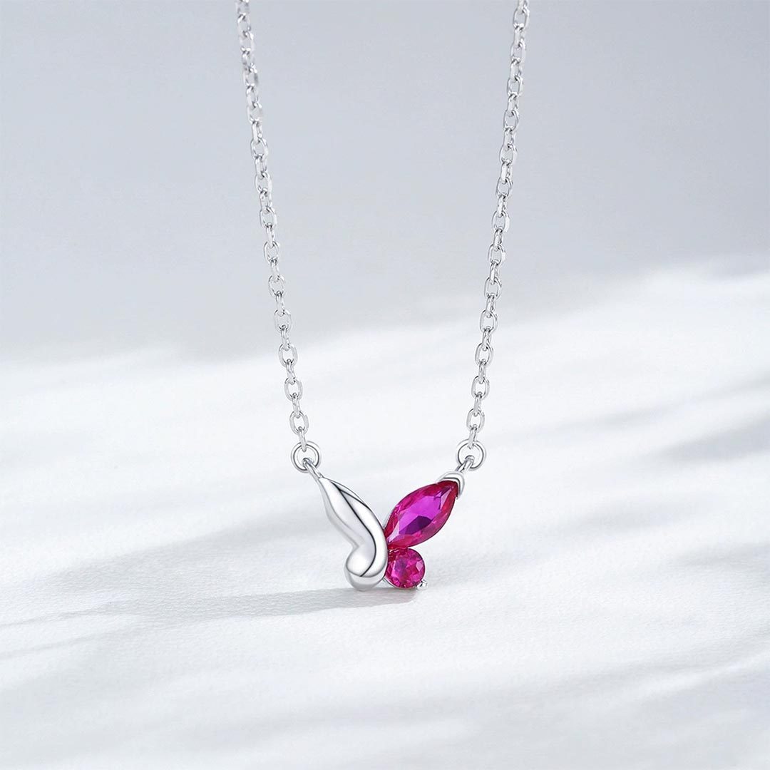 Pink Half Butterfly Necklace