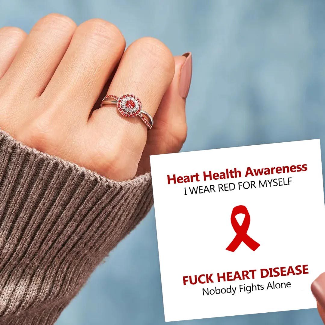 Heart Health Awareness-Red Round Diamond Infinity Ring