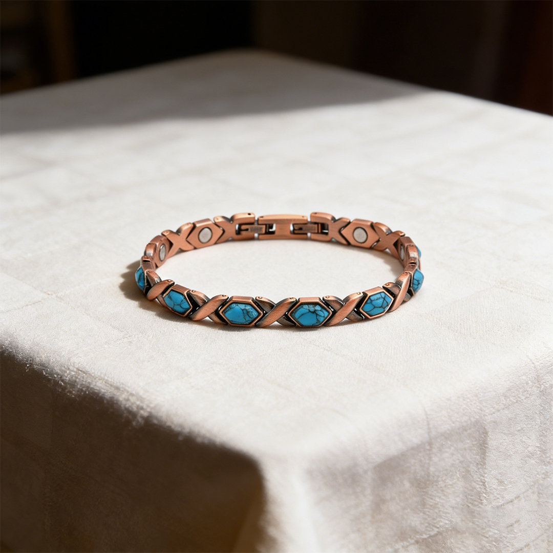 Colorectal Cancer Awareness-Blue Turquoise Copper Bracelet