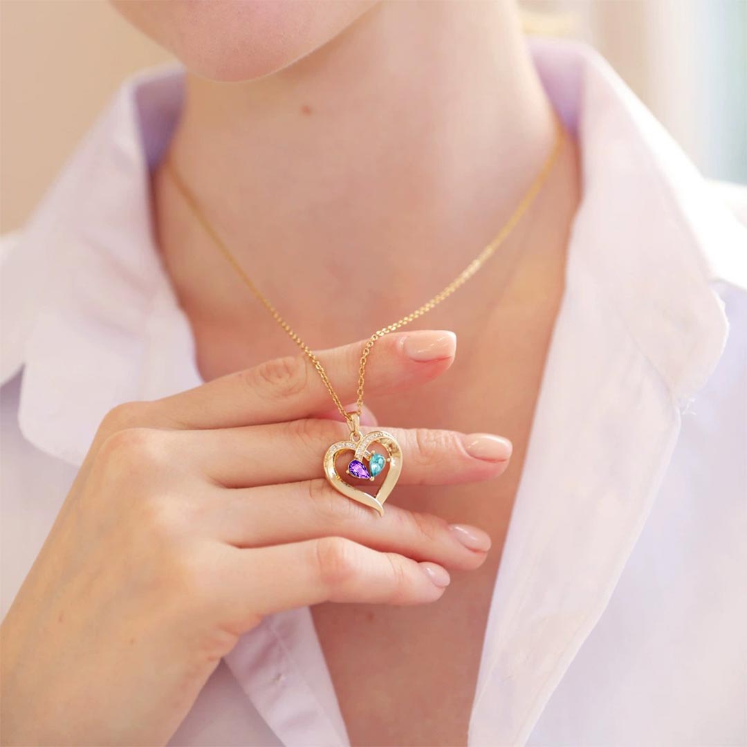 Suicide Prevention Awarness-Purple Blue Diamond Heart Necklace