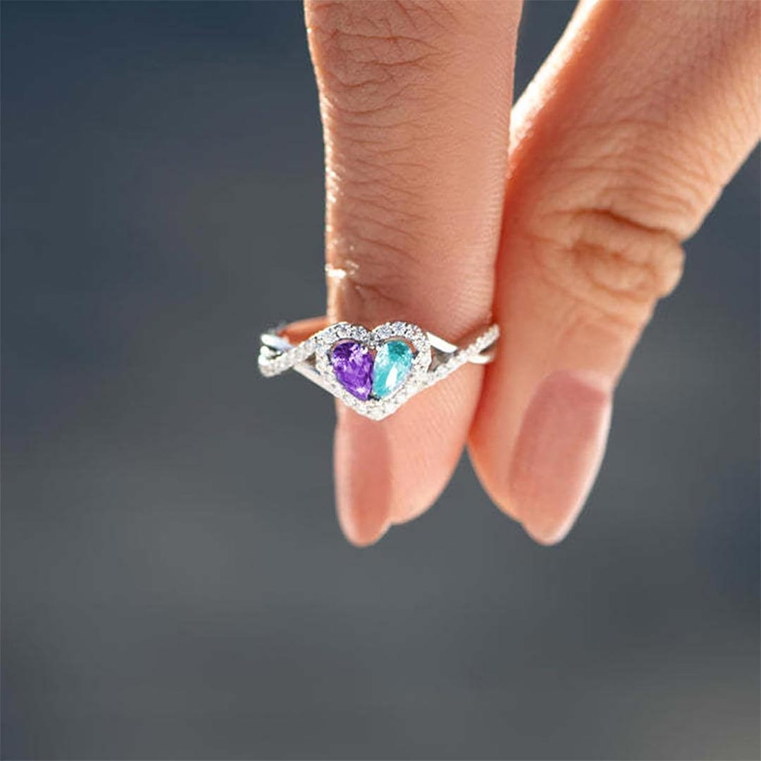 Suicide Prevention Awareness-Blue Purple Two Part Heart Ring