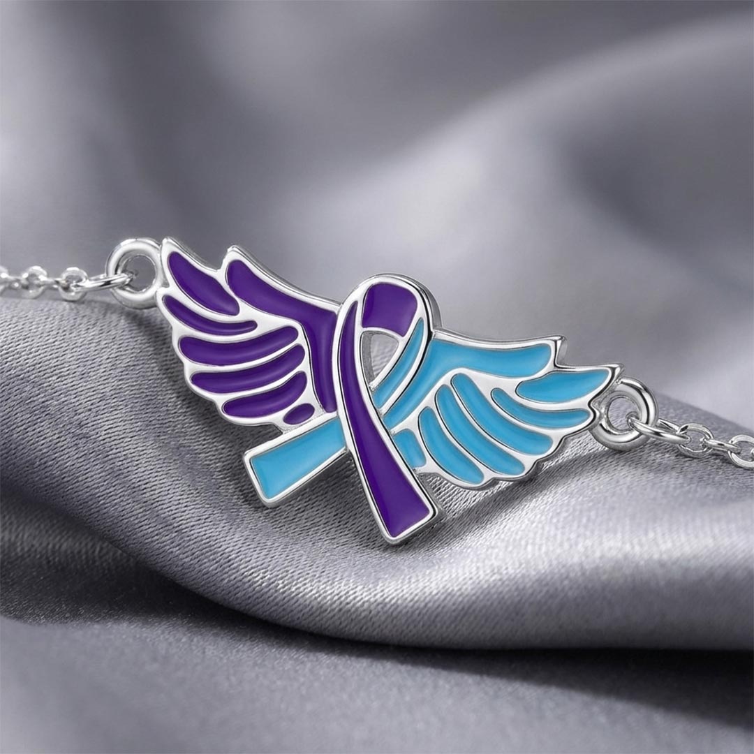 Suicide Prevention Awareness-Blue Purple Wing Ribbon Bracelet