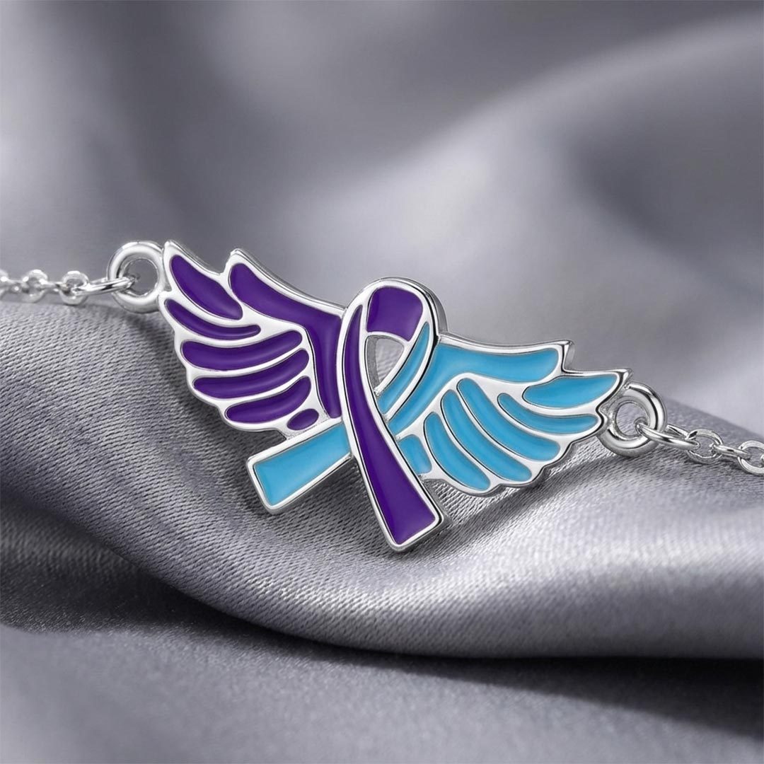 Suicide Prevention Awareness-Blue Purple Wing Ribbon Bracelet