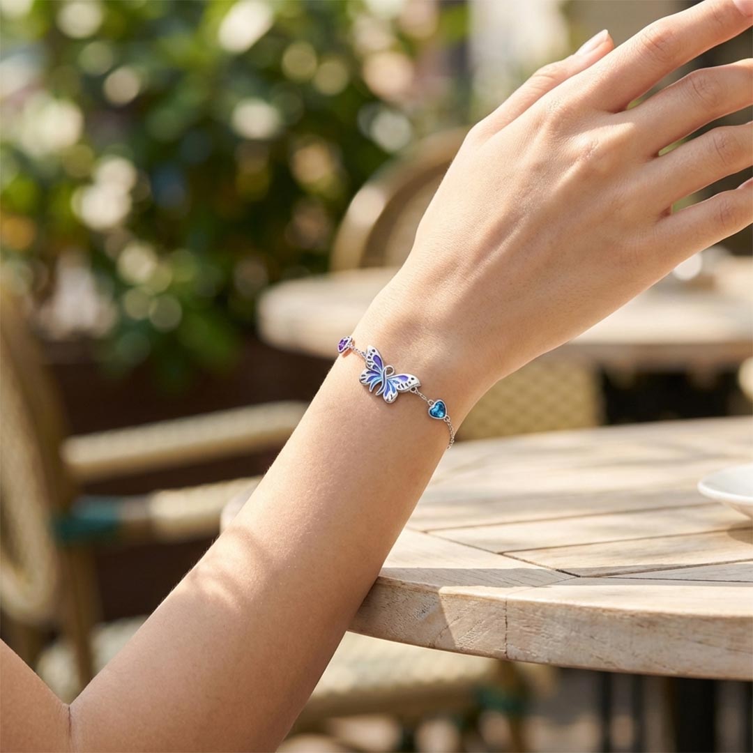 Suicide Prevention Awareness-Butterfly Purple Blue Ribbon Bracelet