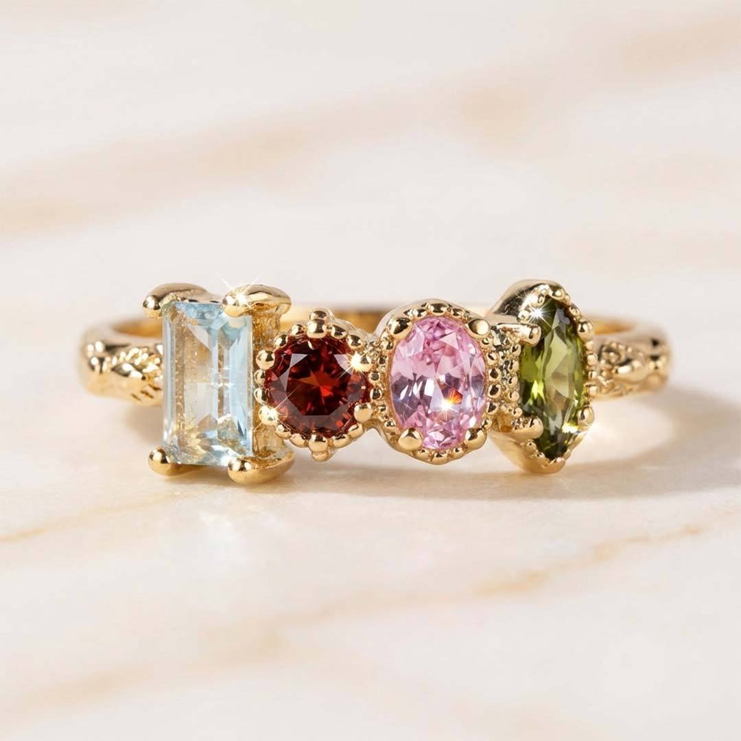 Irregular Birthstone Mother's Ring