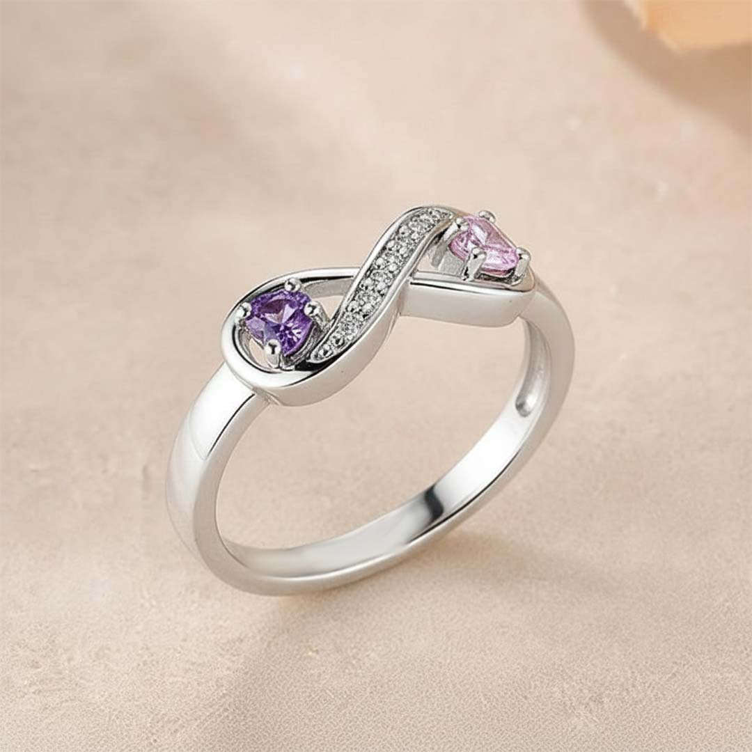 Mother&Daughter-Infinity Two Birthstone Ring