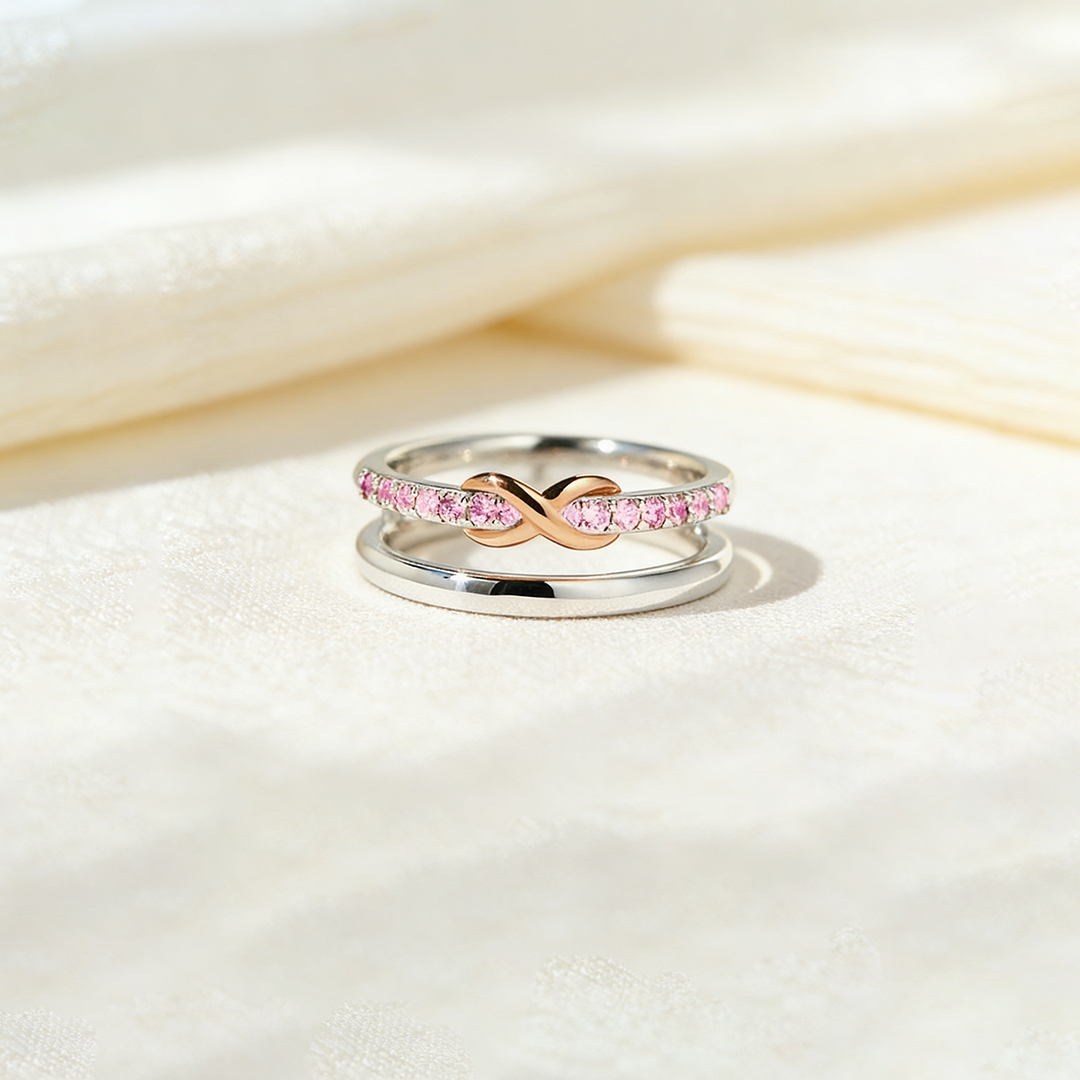Breast Cancer Awareness-Double Layer Pink Infinity Ring