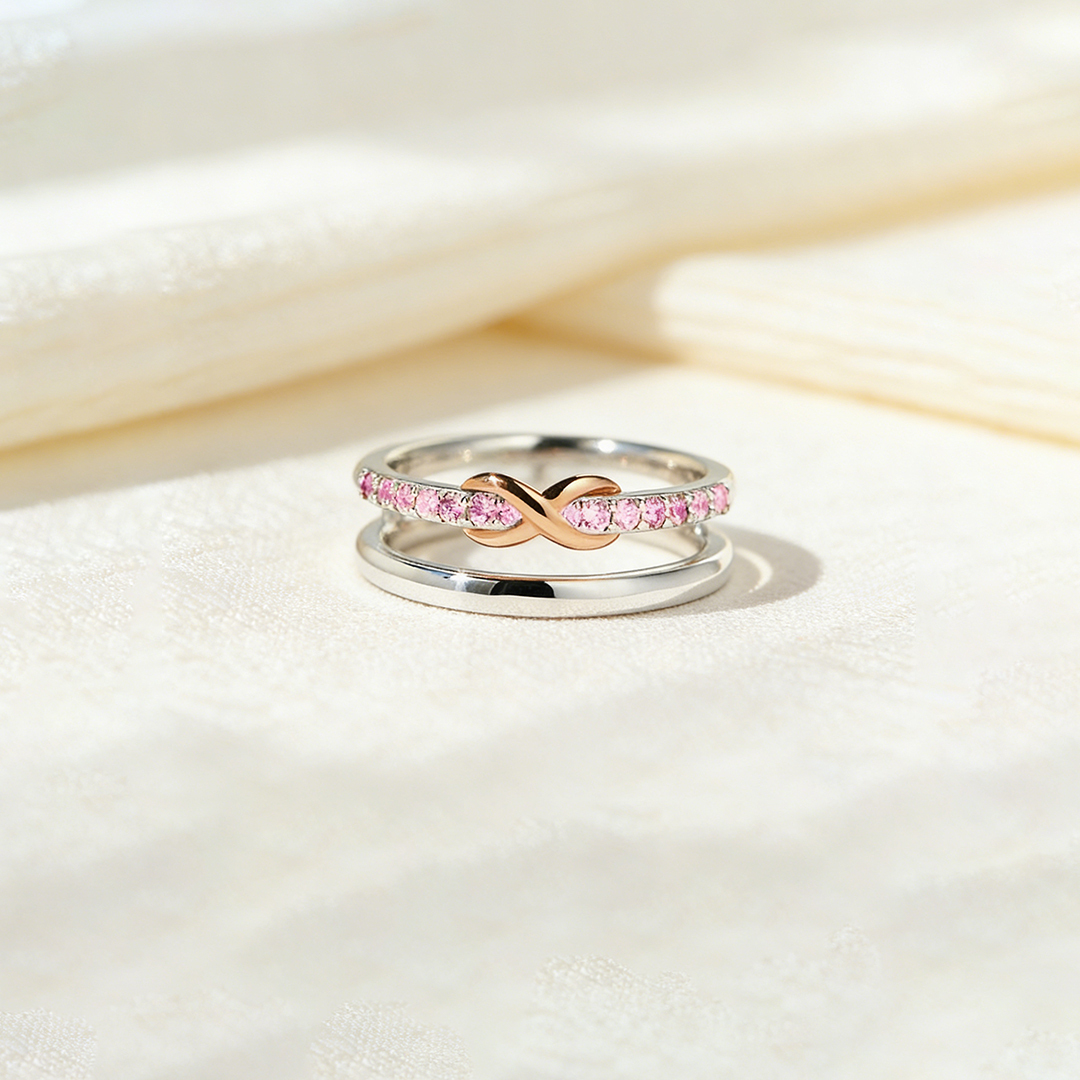 Breast Cancer Awareness-Double Layer Pink Infinity Ring